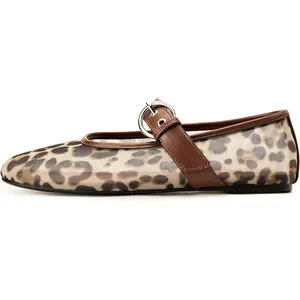 Leopard Flats for Women Mesh Flats Ballet Flats Mary Jane Flats Women's Dress Shoes Ballet Shoes