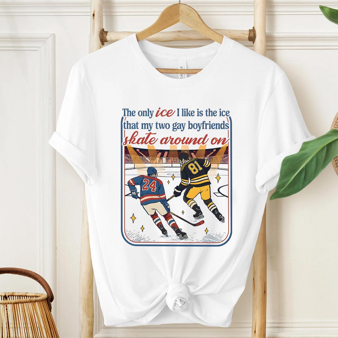 The Only Ice I Like Is The Ice My Two Gay Boyfriends Skate Around On Comfort Colors Shirt, Hockey Romance Fan Gift, Heated Rivalry Connor Ilya Sweatshirt, Heated Rivalry Merch, Hollander Rozanov Couple Shirt - scs16924