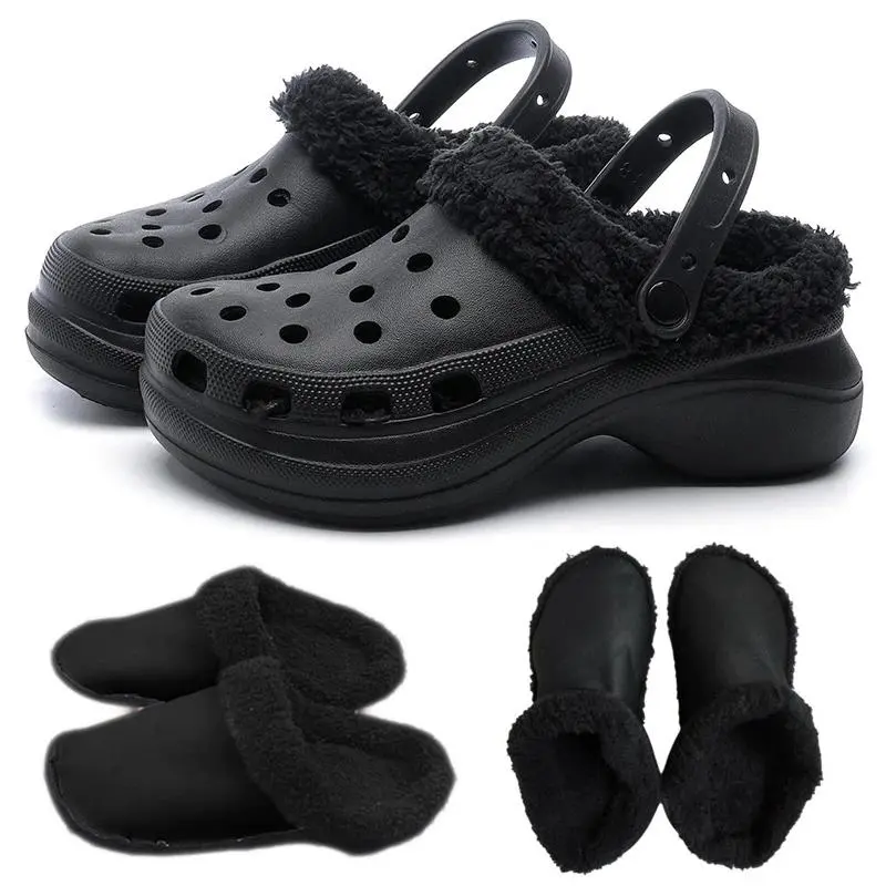 1pair Hole Shoes Velvet Liner Winter Warm Shoes Covers Thickened Soft Shoes Cover Detachable Cotton Sleeve Plush Inner Liner Disposable