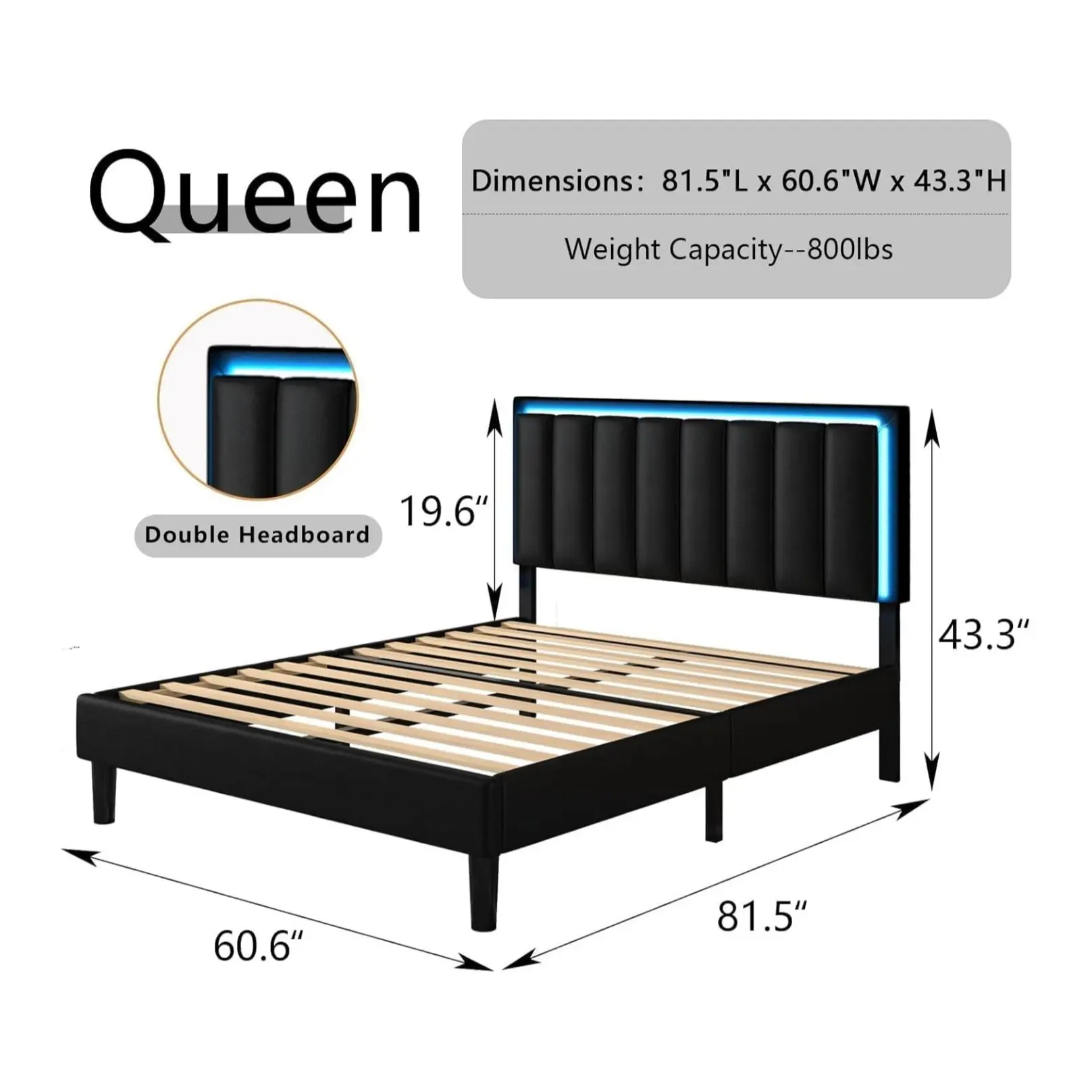 Queen Black+2 Nightstands