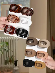 6pcs/12pcs Stylish Simple Oval Headband Set, Plastic Material for Daily, Vacation, Beach, Year-Round Wear Best Gift