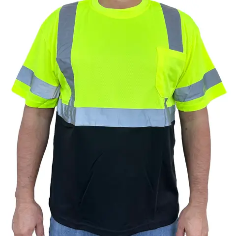 Short Sleeve Yellow/Black High Visibility Safety Shirt Choose size 906