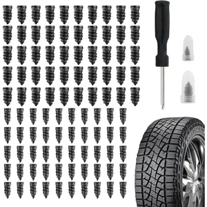 100PCS Tire Plug Kit with Screwdriver,Rubber Flat Tire Repair Kit for Fast Repair of Tire Punctures,Durable Car Tire Repair Kit Self-Service Repair Nails for Car Motorcycle Truck