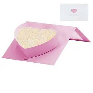 Pink Gift Boxes with Lid Gift Box with Clear 8 x 6 x 2Inches for Mother's Day Wedding Bridesmaid Graduation Birthday Beautiful Gift Box