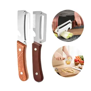 2PCS/4PCS 3-in-1 Fruit & Veggie Peeler wooden handle bottle opener graterkitchen Gadgets potatoes pumpkinsp carrots Vegetable Sharp Stainless Steel Non-slip Design Comfortable Grip Multifunctional for Sugar Cane Pineapple Skin Removal Special Tool