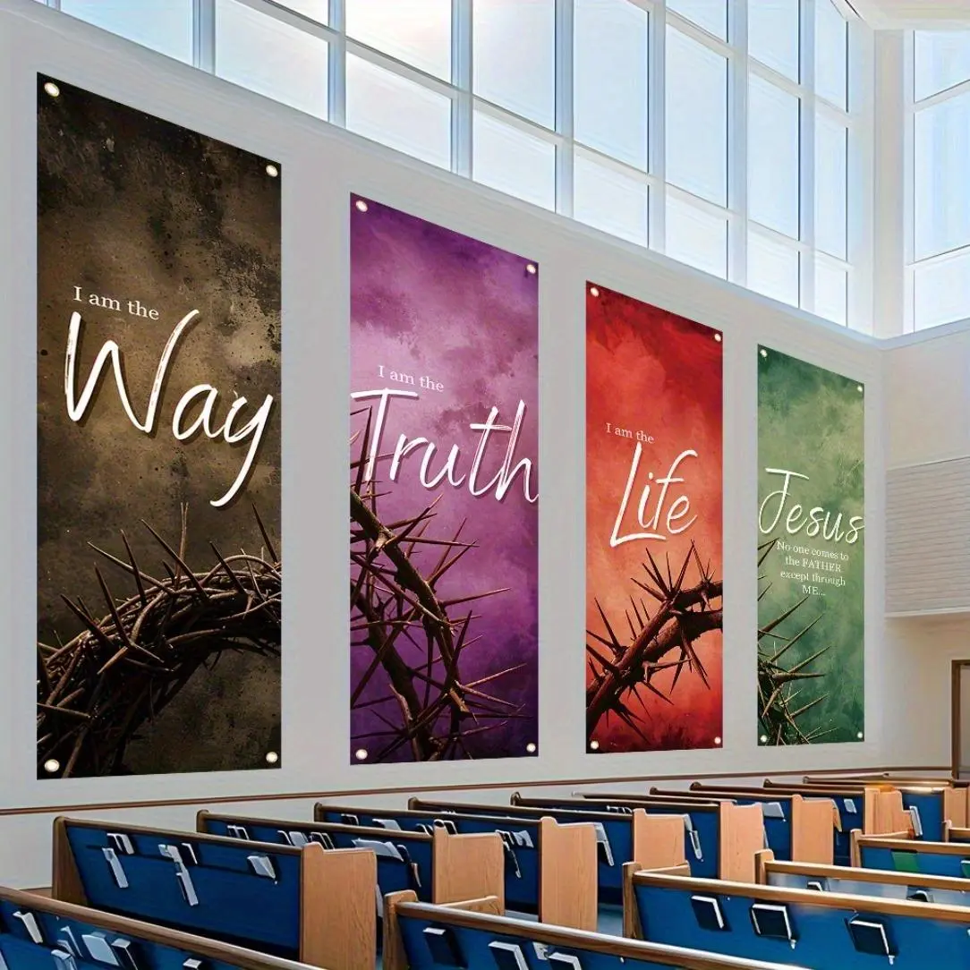 Easter Theme Polyester Backdrop Banner, Church Sanctuary Walls Banner, Wall Decor for Church, Celebrations, Party Decorations Banners, Gifts, and Home Wall Decorations, Ornaments