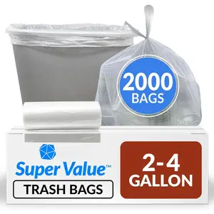 2-4 Gallon Trash Bags | 2000 Bags | Clear | Bathroom |  | Garbage