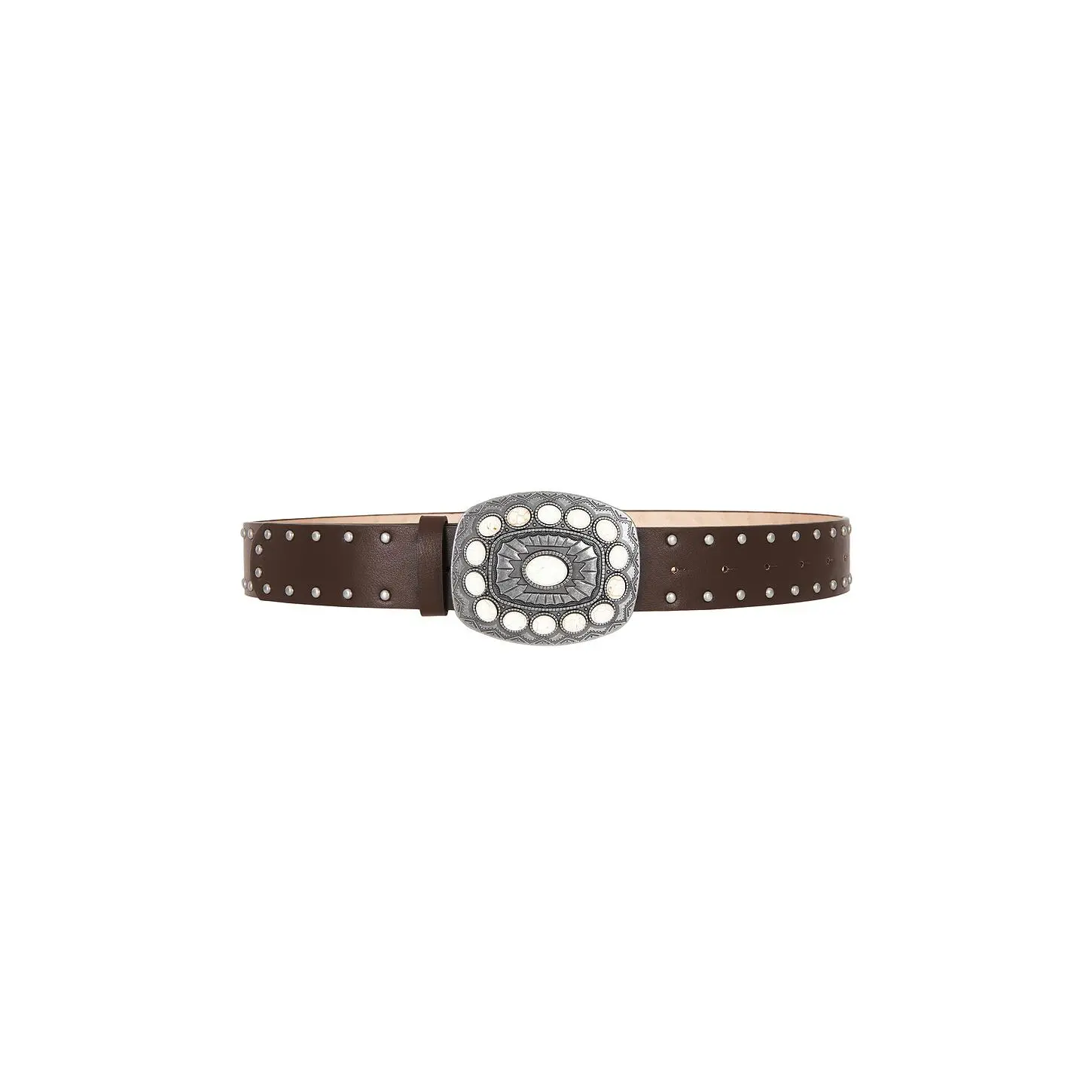 8 Other Reasons Brown Suede Studded Belt in Dark Brown & Ivory