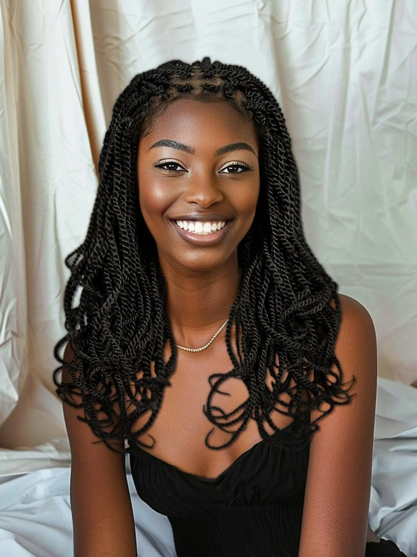 Senegalese Twist Braids Lace Wig with Baby Hair, Lightweight Synthetic Lace Frontal Rope Twist Braids Wig, Synthetic Braided Half Lace Wigs