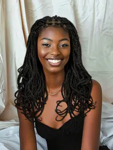 Senegalese Twist Braids Lace Wig with Baby Hair, Lightweight Synthetic Lace Frontal Rope Twist Braids Wig, Synthetic Braided Half Lace Wigs