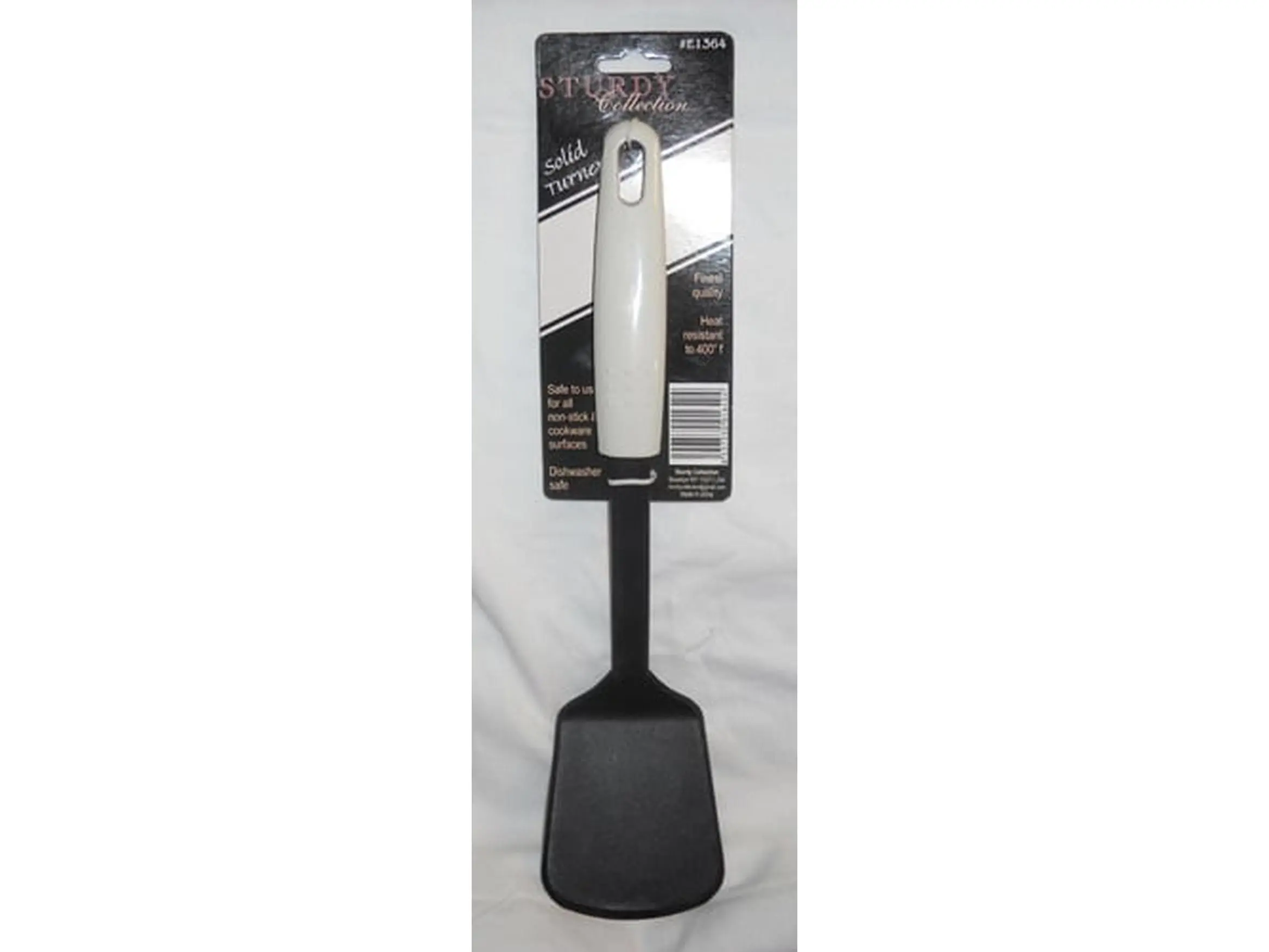 YBH Home E1364 Solid Nylon Kitchen Utensil Turner, 9 in, White Handle, Kitchen Cookware Accessory