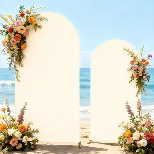Beige Arch Backdrop Cover 6FT+7.2FT Spandex Arch Covers Stretchy Backdrop for Wedding  Shower Bridal Shower Birthday  Decoration(The Arch Stand is not Included)