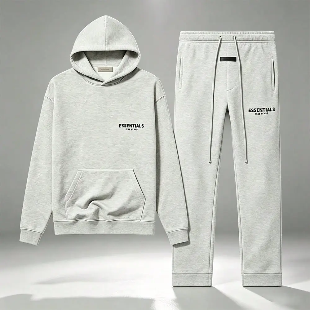 Fear of God Essentials Hoodie and Sweatpants Set  Hoodie 'Light Oatmeal' Relaxed Sweatpants 'Light Oatmeal'