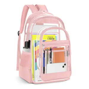 Stadium Approved Clear Backpack, Durable PVC See-Through Daypack with Multi-Pocket Storage, Trendy School & Travel Bag for Kids, Students, Boys and Girls