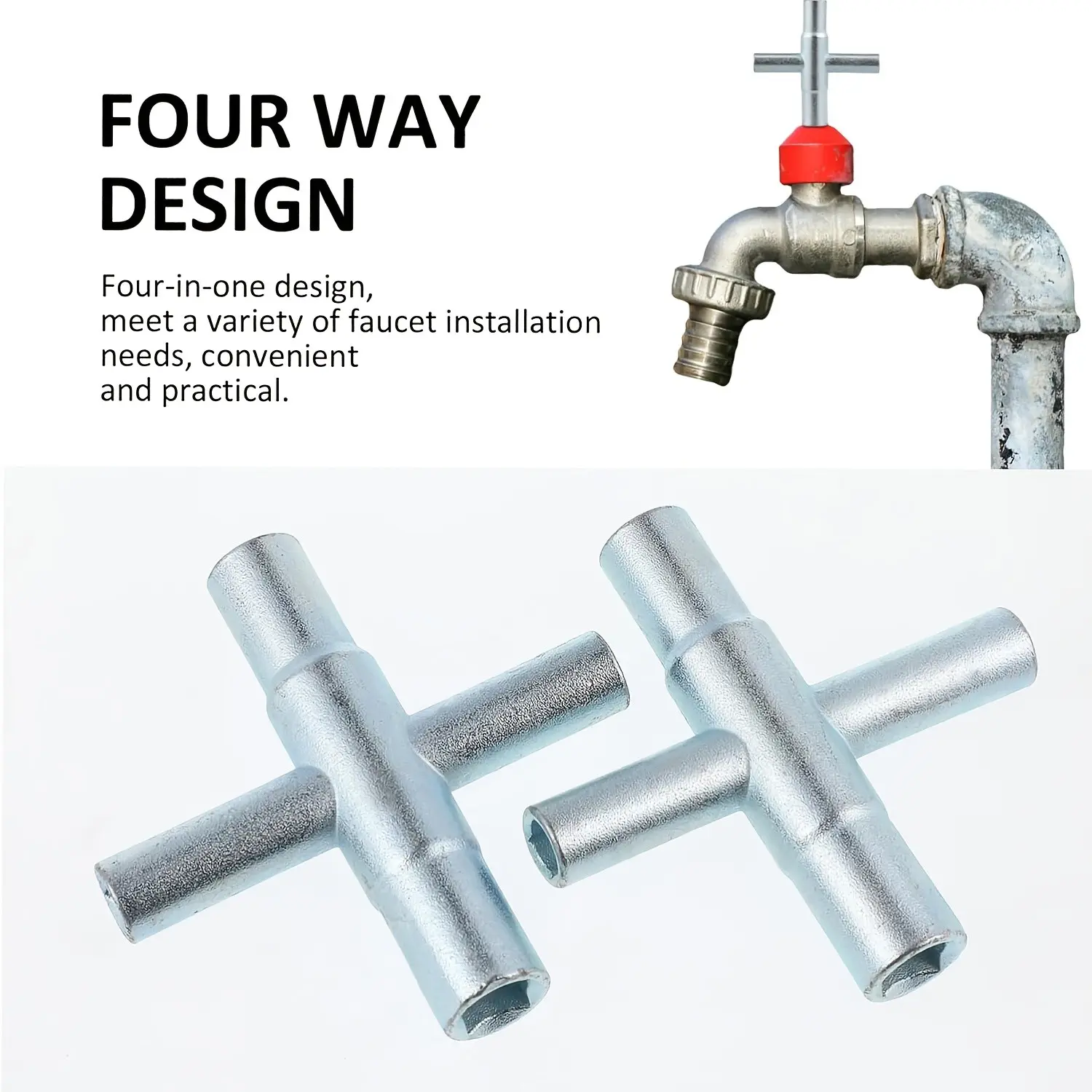 Four-Way Wrench Set, Includes 1/4 Inch, 9/32 Inch, 5/16 Inch, 11/32 Inch Cone Heads, Durable Stainless Steel, DIY & Professional Use
