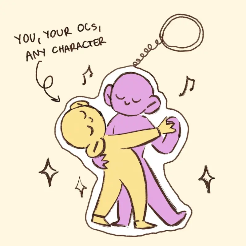 Custom Dancing Couple Commission : Chibi YCH, Anime, DnD, Furry Character + Keychain Sticker Illustration