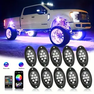 Christmas Car Decorations LED Rock Light 4/6/8/10Pods with App/Remote Control, Timing and Music Mode Truck Rock Light, ATV RZR UTV SUV Off Road Automatic Motorcycle Rock Light Kit