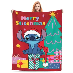 DISNEY CLASSIC Lilo & Stitch Merry Stitchmas Christmas Soft Throw Blanket - Cozy Plush Holiday Blanket for Bedroom, Sofa, Christmas Decor & Gift