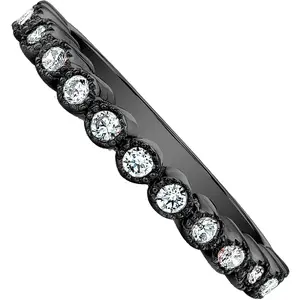 Guliette Verona Black Rhodium-plated Sterling Silver Princess Crown CZ Ring Band