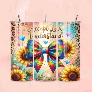 Autism Awareness Sunflower Tumbler