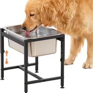 2.5 Gallon Elevated Dog Drinking Water Bowl for Large Dogs, Adjustable Height, Metal Base, Joint Relief, Easy Clean, Indoor Outdoor Use