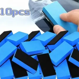 10PCS Car Ceramic Coating Sponge Applicator Glass Nano Wax Coat Sponges Blue Square Sponge and Cloth Car Cleaning Brush