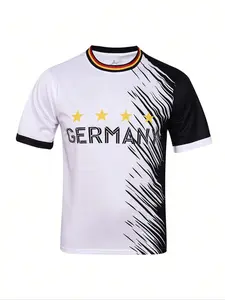 German Unisex Soccer Jersey in, Sporty Design for All Seasons, Long Fitted T-Shirt with Ethnic Patterns, Athletic Training Apparel