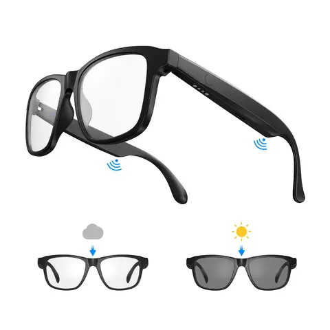 Wireless Bluetooth 5.3 Control Smart Glasses with Touch & Gesture Control, Built-in Speaker, Rechargeable Batteries, Hands-Free Calls, Lightweight for Business & Travel, Unisex for Men/Women (Phones & Electronics, Smart Wearable Devices)