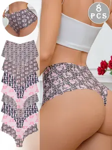 Women's Ice Silk Printed Underwear Set, Breathable High-Waisted Design, XS-Xxl Sizes Available, Perfect for Daily Wear & Multiple Occasions