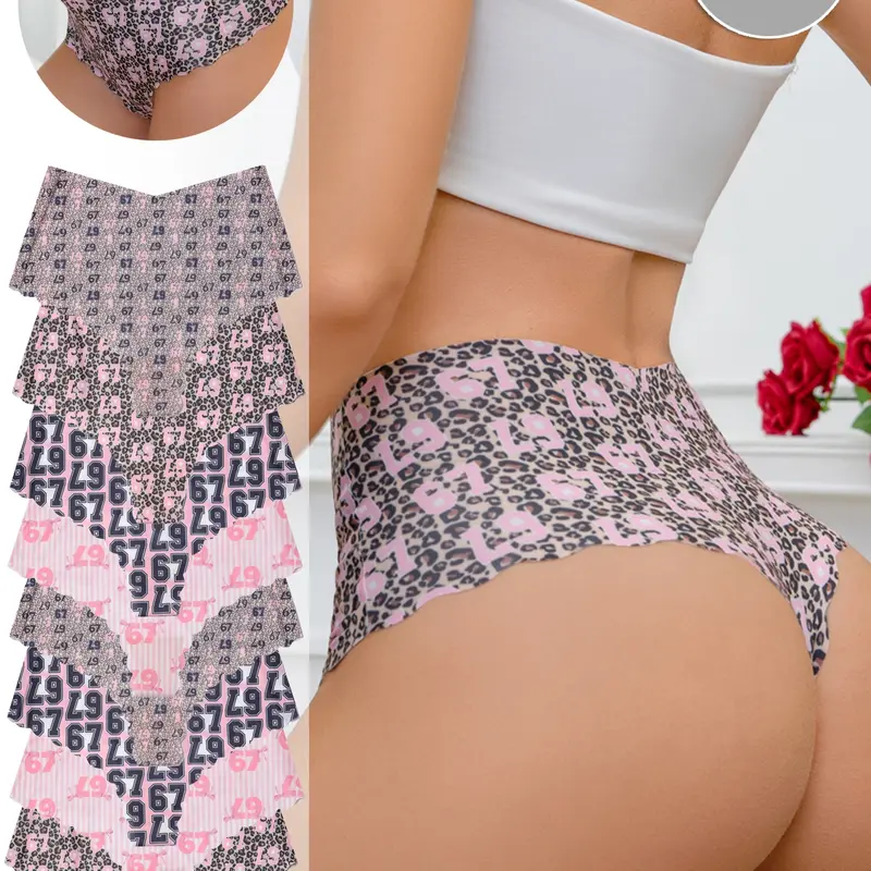Women's Ice Silk Printed Fashion Breathable Underwear Set, Soft Comfy Breathable Fit Panties, High-Waisted Design, XS-Xxl Sizes Available, Perfect for Daily Wear & Multiple Occasions