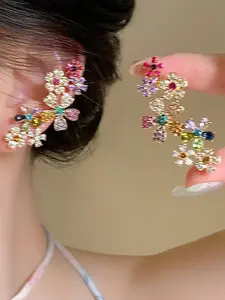 Elegant Dopeamine Colorblock Flower Earrings for Women, Unique Design High-End Luxurious Ear Jewelry, Stylish Statement Accessories