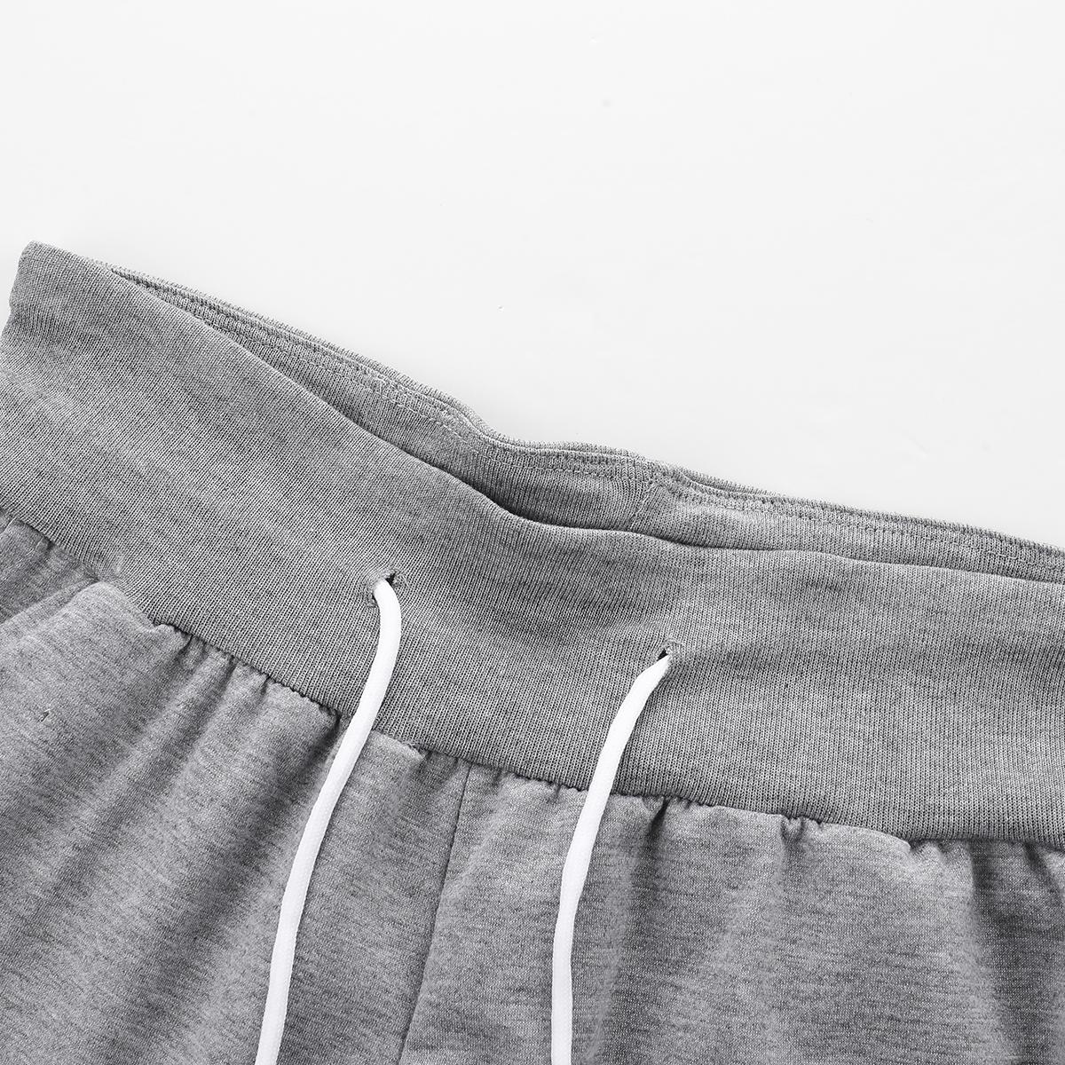 Women’s summer shorts set, suitable for casual sports and everyday activities; solid color; drawstring waist; women’s shorts.