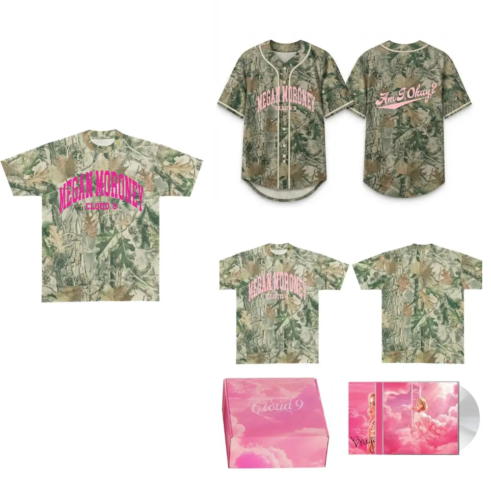 Megan Moroney Camo 3D Baseball jersey T-Shirt, Vintage Camo Country Music Tee, Cloud 9 3D Shirt