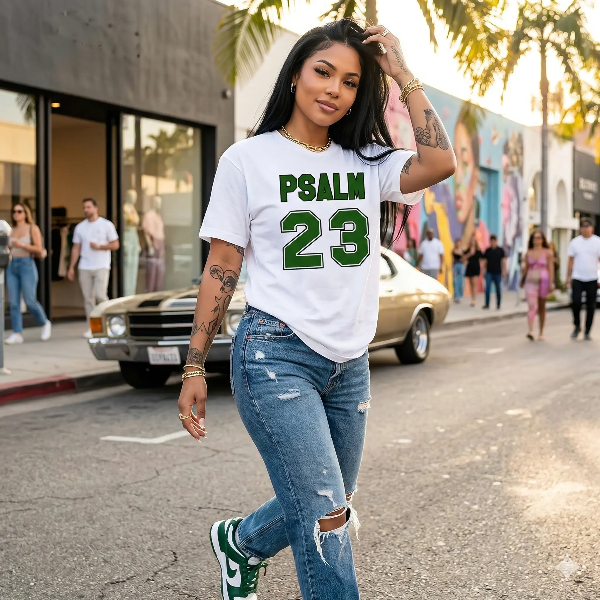 High-Street Varsity Style Tee |   Psalm 23 Graphic Print |   Soft & Breathable Fit