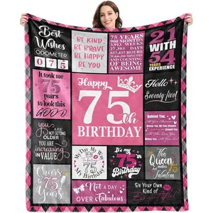 Her 75th Birthday Blanket, 60"x50" - Perfect for Women's 75th Birthday Decorations & Gifts