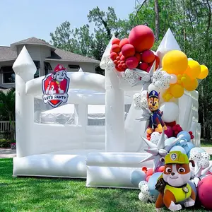 15' x 13' PVC Children Party Event Commercial Rental Equipment White Bounce House With Slide And Air Blower Jumping Bouncy Castle Inflatable