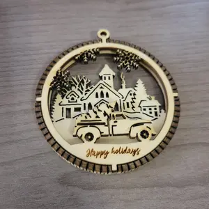 Christmas Coloring Ornament - Truck in Town Decoration