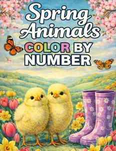Spring Animals Color By Number Coloring Book: Large Print Spring Season Coloring For Adults, Seniors and Kids