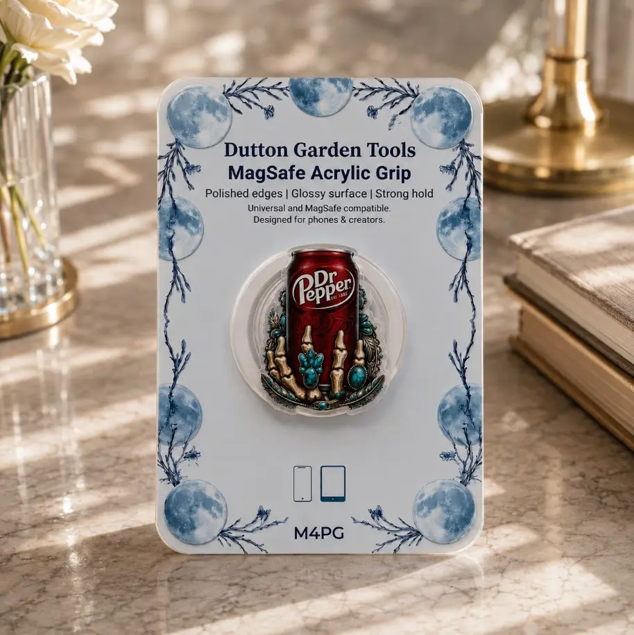 Cute Skeleton Hand Dr Pepper Phone Grip | Turquoise Western Gothic Soda Phone Holder Stand