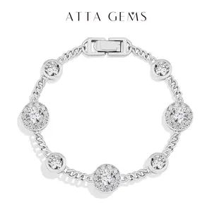 Luxury Round Cut 3.65CT Dainty Stackable Synthetic Moissanite Bracelets Set - Perfect for Layering 2025 Trend Fine Jewelry Gift Anniversary B030