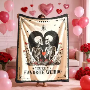 Skull Couple Fun Blanket, Large Soft Lightweight Warm, Perfect for Bed Sofa Office Camping Travel, Valentine's Day Gift