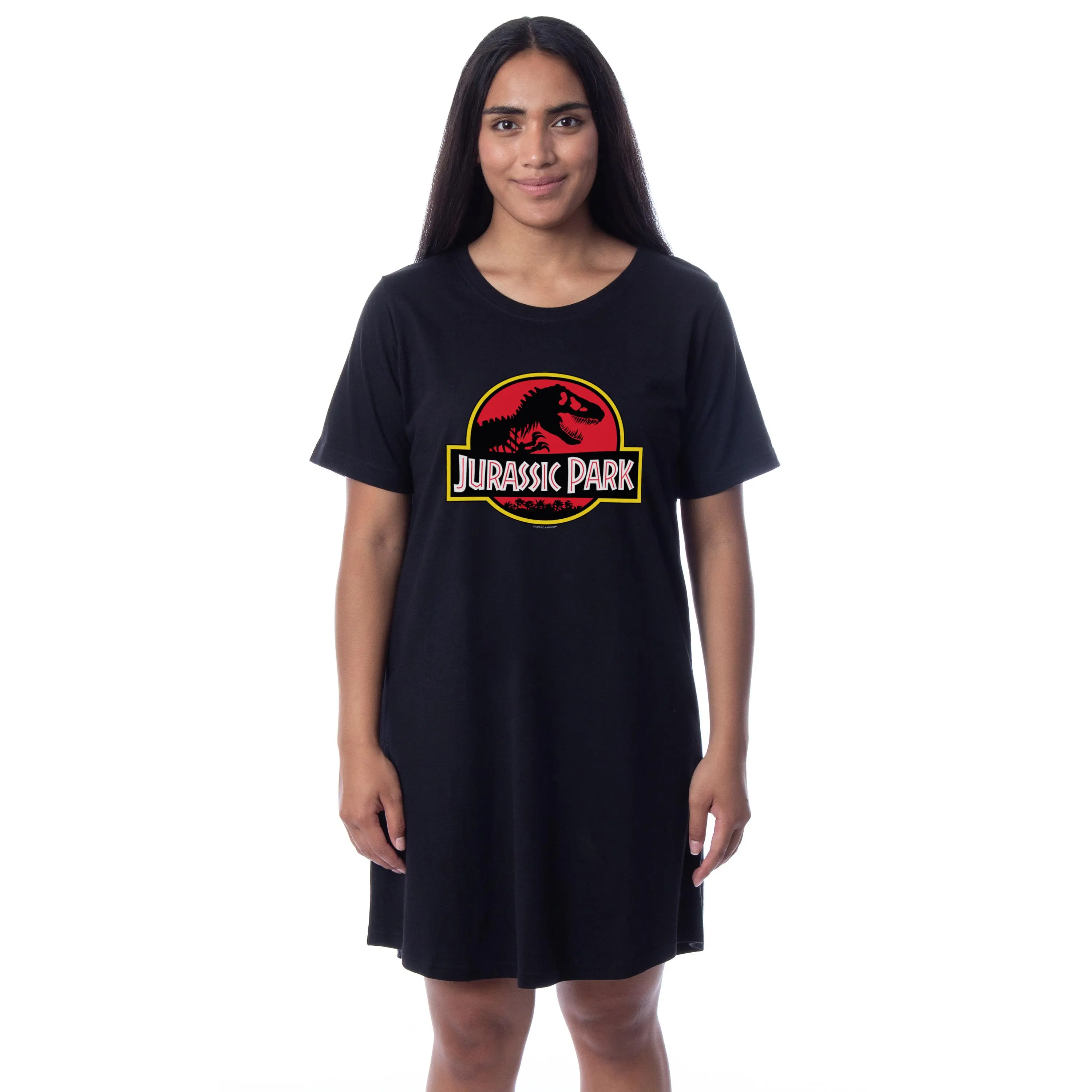 Jurassic Park Womens' Dinosaur Film Movie Title Logo Nightgown Sleep Pajama Shirt