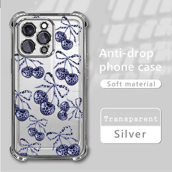 Cherry Pattern Phone case for iPhone 17Pro Max Air 16Plus E 15 14 13 12 11 cases,Shockproof Drop,Protection Durable,Protective Silicone Cover,simple and stylish, available in multiple colors,Gifts for Girls Smartphone Screen Protector