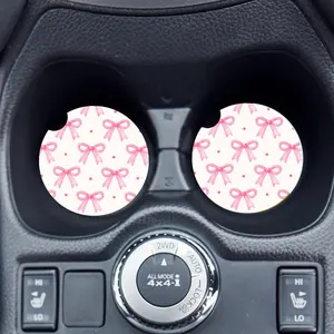 Cute Bow Car Coasters, Coquette Aesthetic Cup Holder Coaster, Girly Car Accessory
