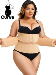 Plus Size Women's Shapewear Waist Belt, High Elasticity Fabric, Adjustable Front Closure, Breathable Comfort, Firm Support, All Seasons Wear