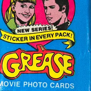 1978 TOPPS GREASE Movie Trading Card Pack Vintage Wax Pack with Gum Featuring John Travolta & Olivia Newton-John Cards