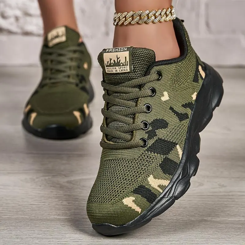 Women'SCamouflageRunningShoes-Lightweight,Breathable,DurableFabric-FashionableLaceUpDesignSuitableForOutdoorActivitiesGift