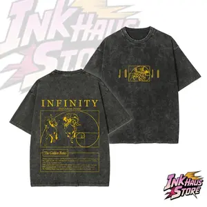 Johnny Joestar JoJo SBR Steel Ball Run Golden Ratio Golden Spin -- Short Sleeve Cotton Unisex Retro Wash Tee, oversized shirts, suitable for daily wear