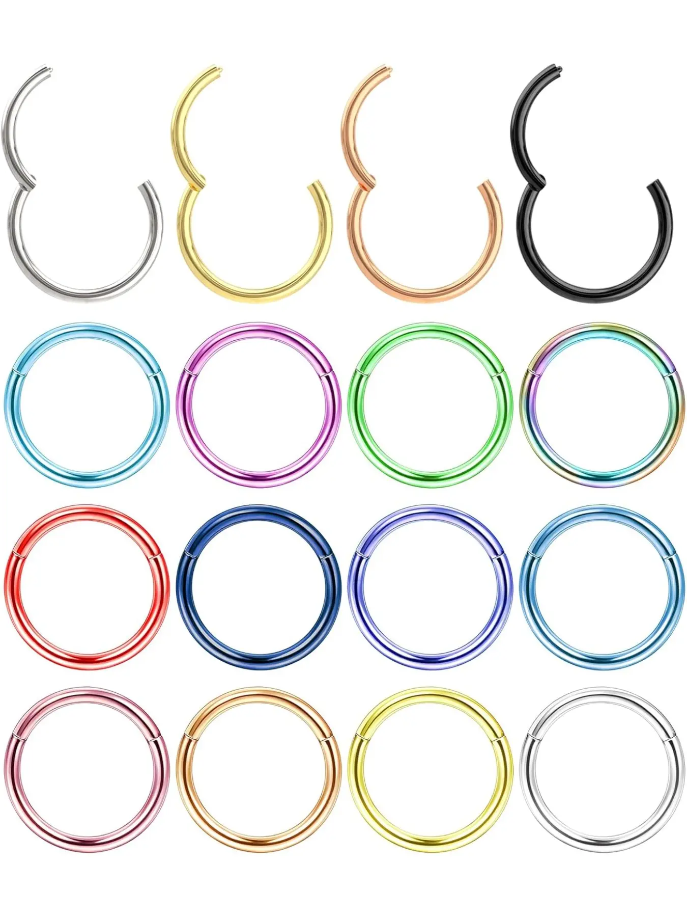 Steel Nose Rings Hoop Nose Clicker Ring Septum Jewelry 16G 18G Nose Hoop Lip Rings Nose Helix Pierced Ring Cartilage Rook Earrings Nostril Piercing Jewelry Hypoallergenic Nose Ring Hoops