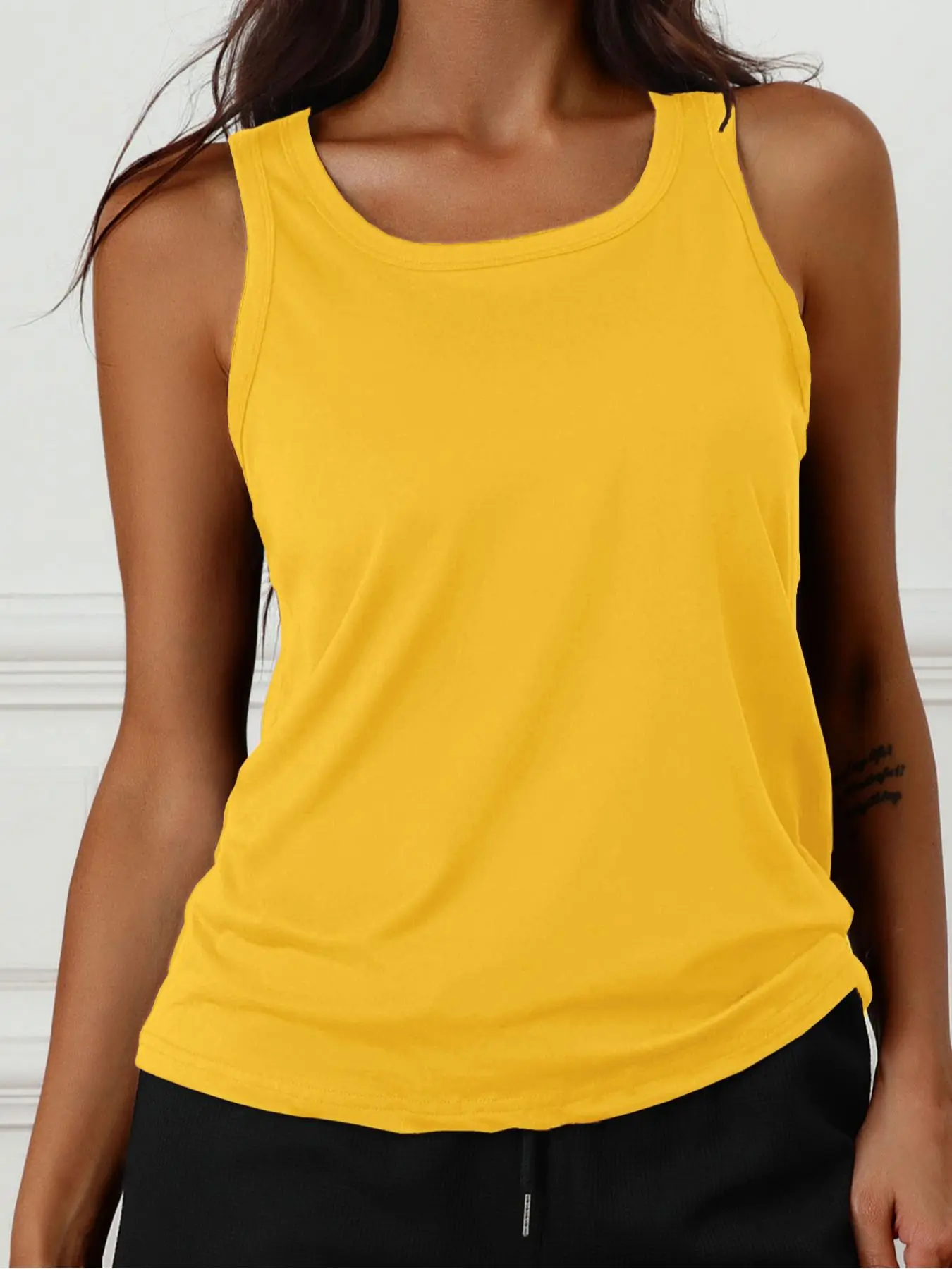 Trendy Solid Color Women's Sport Outdoor Shirt, Sports Tank Top, Women's Denim Vest, Yoga Vest, Sports Vests, Casual Knitwear, Regular Fit, Moderate Fabric Thickness, Athletic Activewear, Athletic Workout Clothing, Workout Apparel